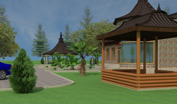 Restoran həyətinin landşaft dizaynı