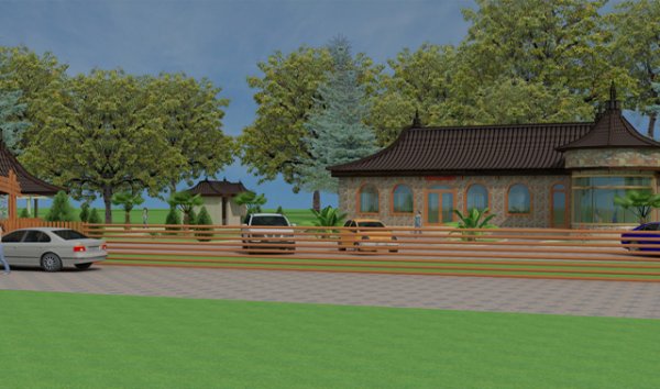 Restoran həyətinin landşaft dizaynı