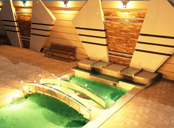 Restoran həyətinin landşaft dizaynı