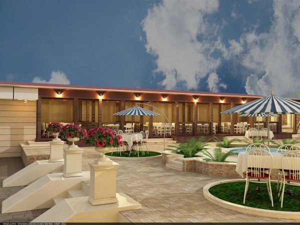 Restoran həyətinin landşaft dizaynı