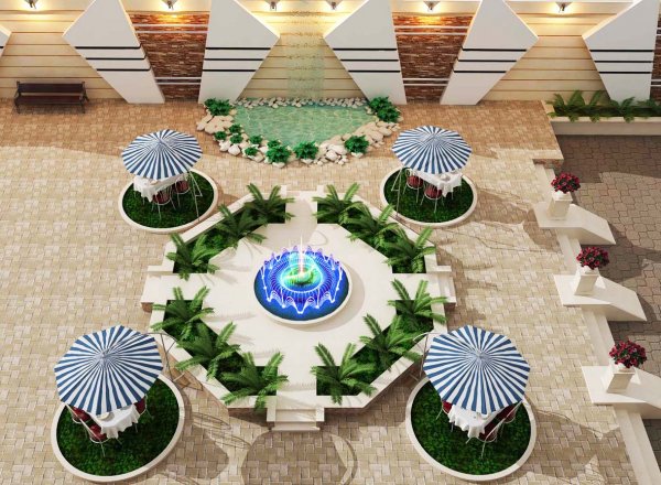 Restoran həyətinin landşaft dizaynı