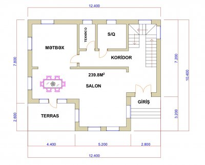 239.8 m2 2 mərtəbəli yaşayış evi