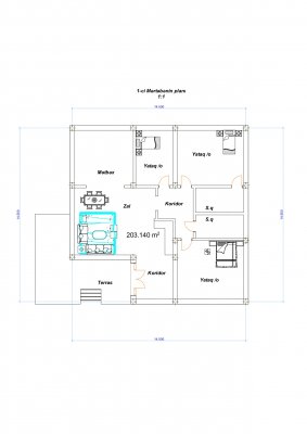 230 m2 1 mərtəbəli yaşayış evi