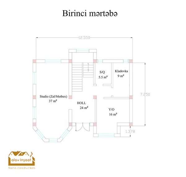 Ümumi sahəsi - 242 m² 2 mərtəbəli yaşayış evi