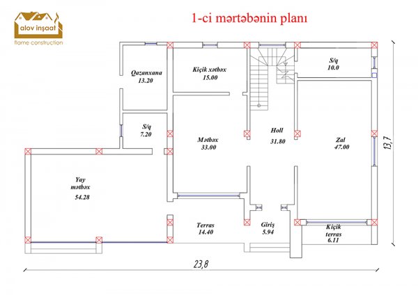 670 m2 - 3 mərtəbəli yaşayış evi