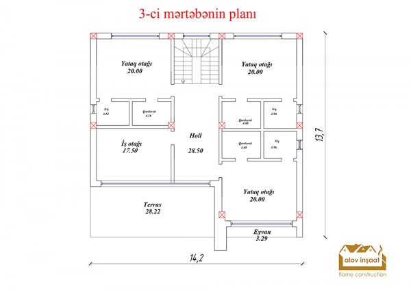 670 m2 - 3 mərtəbəli yaşayış evi